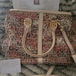 Fendi Vintage Authentic Pink Zucchino Printed Handbag Italy Medium